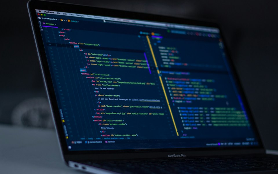 Source code on a monitor